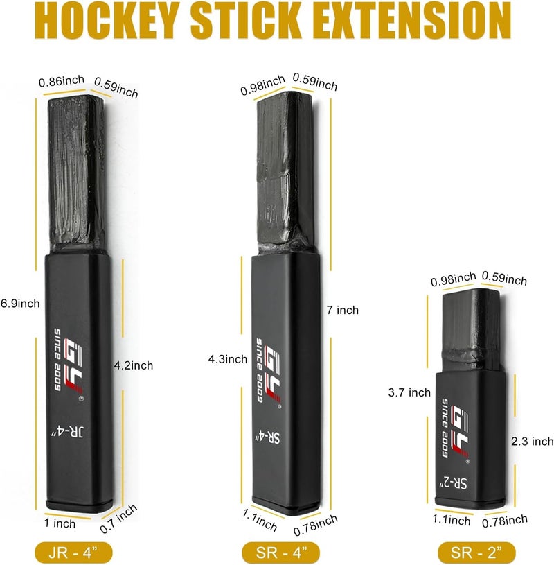 GY Hockey Stick Extension End Plug Junior -4" / Senior 2" & 4" – 100% Fiberglass with PVC Cap – Easy Heat-Activated Glue Installation Fits Composite & Traditional Ice Hockey Sticks - Image 1